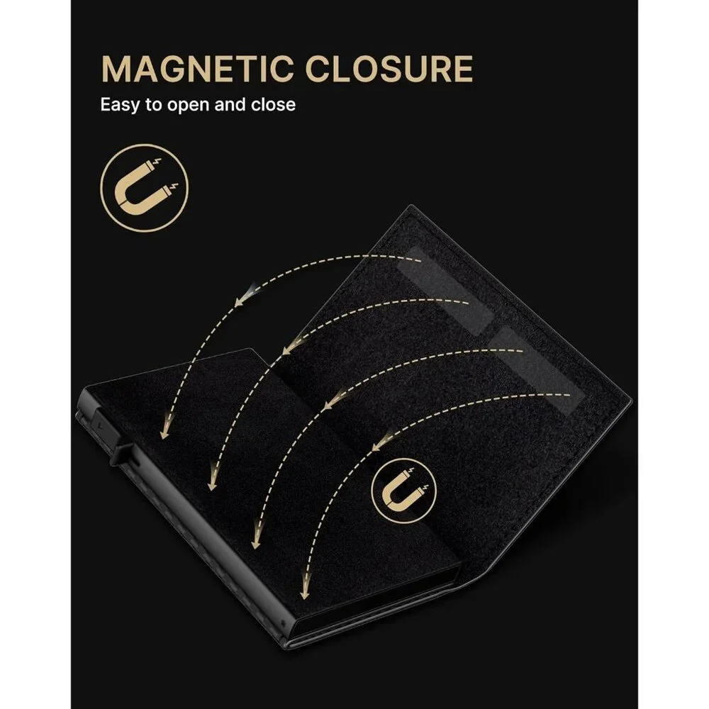 Mens Wallet Card Holder: Pop Up Aluminum Case, Genuine Leather, Smart, RFID